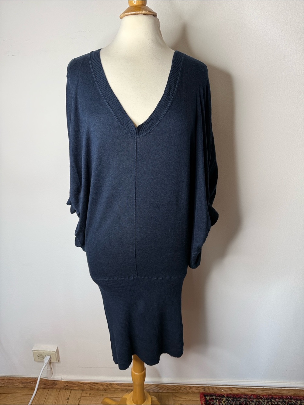 Banana Republic Navy Knit Short Sleeve Batwing Mini Dress